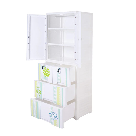 Kideez Wardrobe – Green Flower Print | Stylish & Spacious Kids Storage | Bacha Toys