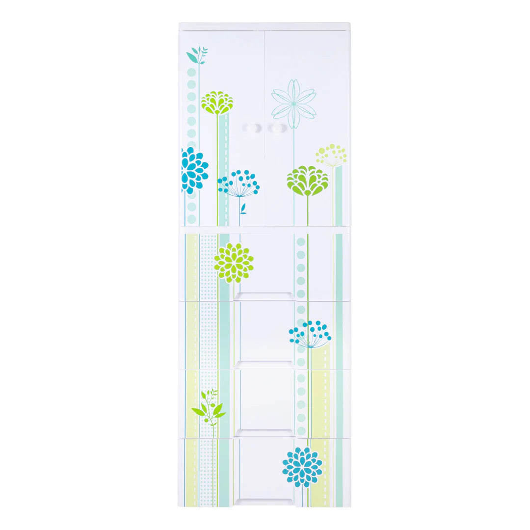 Kideez Wardrobe – Green Flower Print | Stylish & Spacious Kids Storage | Bacha Toys