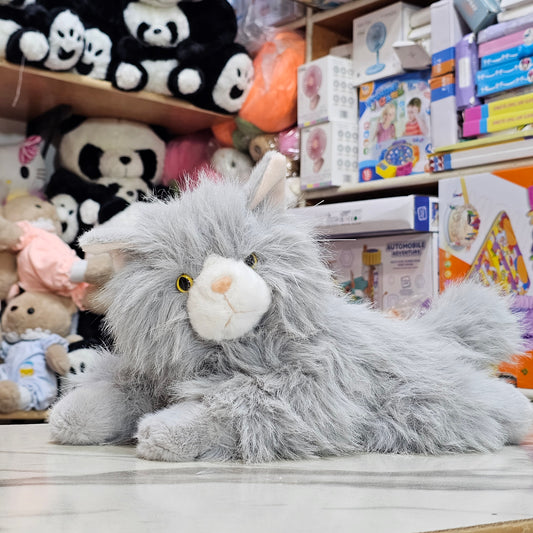 Gray Persian Cat Plush – 35cm Soft Toy with Sound | Bacha Toys