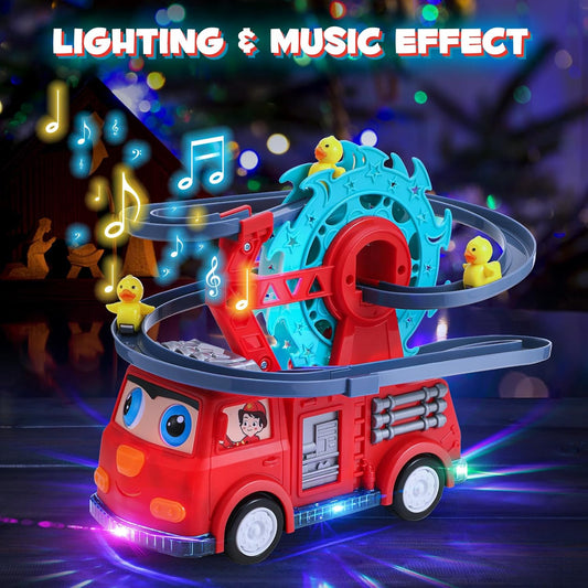 Fire Rail Car Duck Swivel Slide | Music & Lighting Toy for Kids - Bacha toys