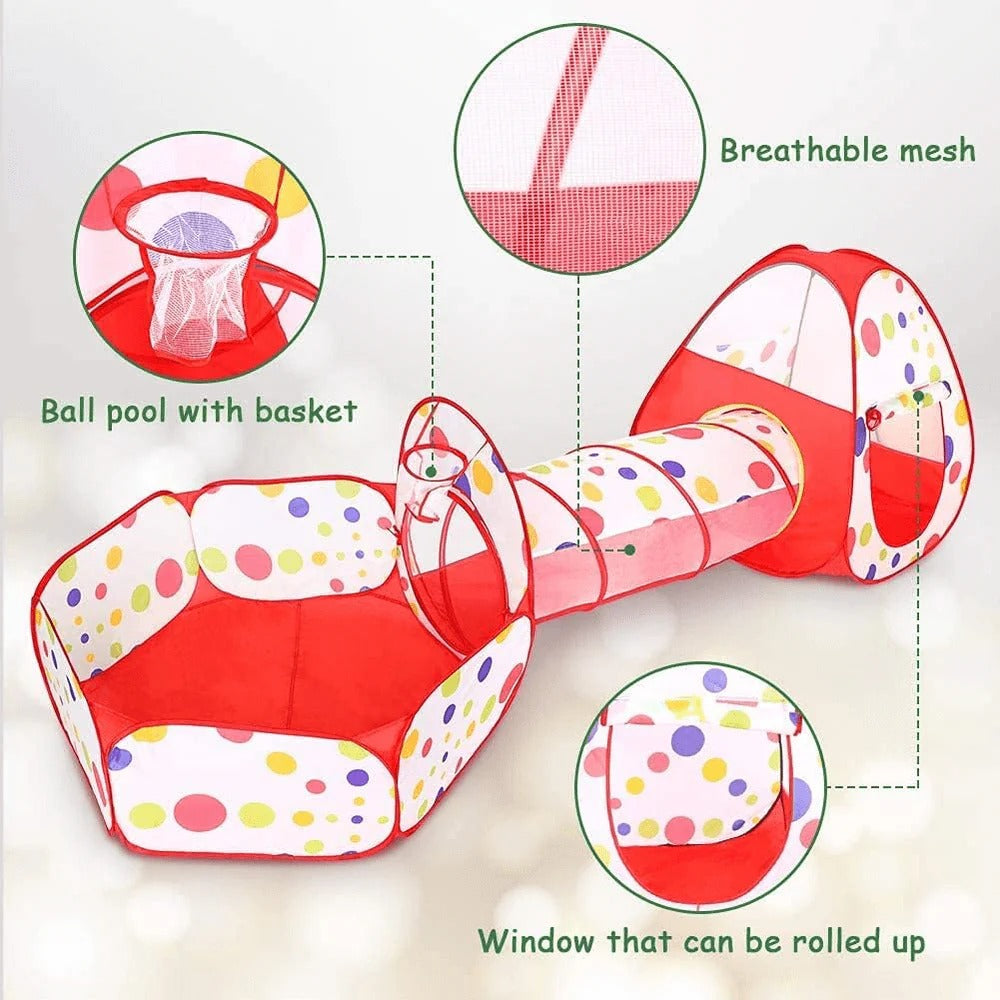 Kids Play Tent with Tunnel and Ball Pit | Bacha Toys