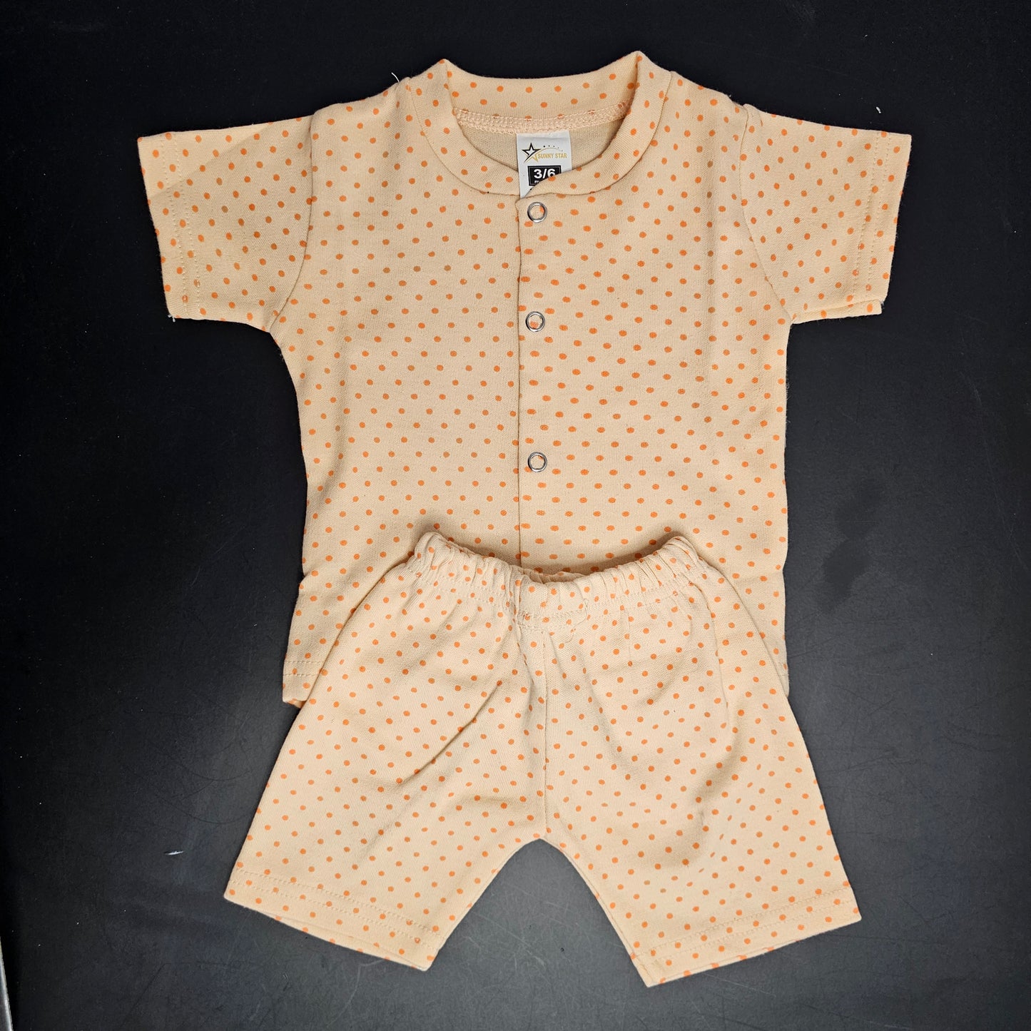 New Born Baby Dress – Dots Print, Orange Colour | Bacha Toys