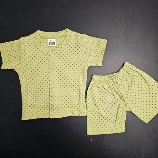 New Born Baby Dress – Dots Print, Green Colour | Bacha Toys