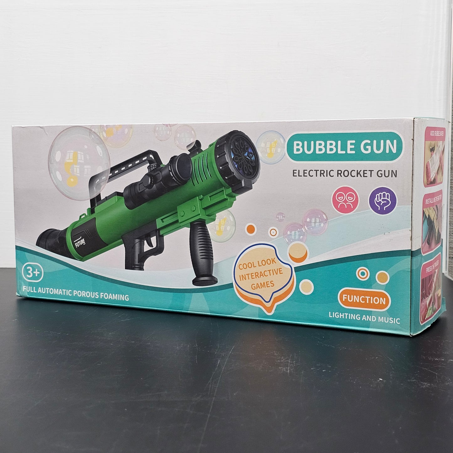 Electric Rocket Bubble Gun – Full-Automatic Bubble Blaster with Lights & Music | Bacha Toys