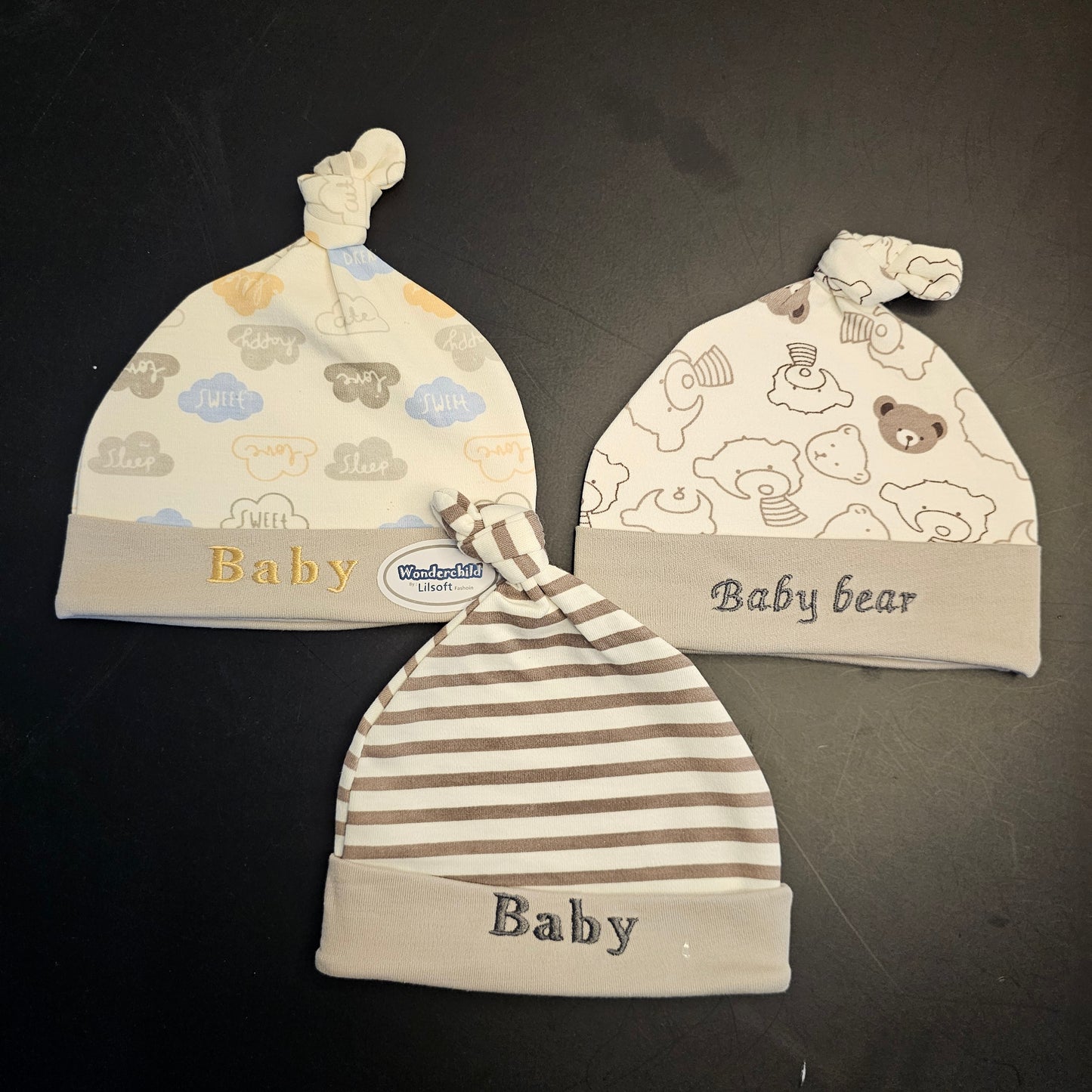 Pack of 3 Baby Caps – Soft Blended Stuff | Bacha Toys