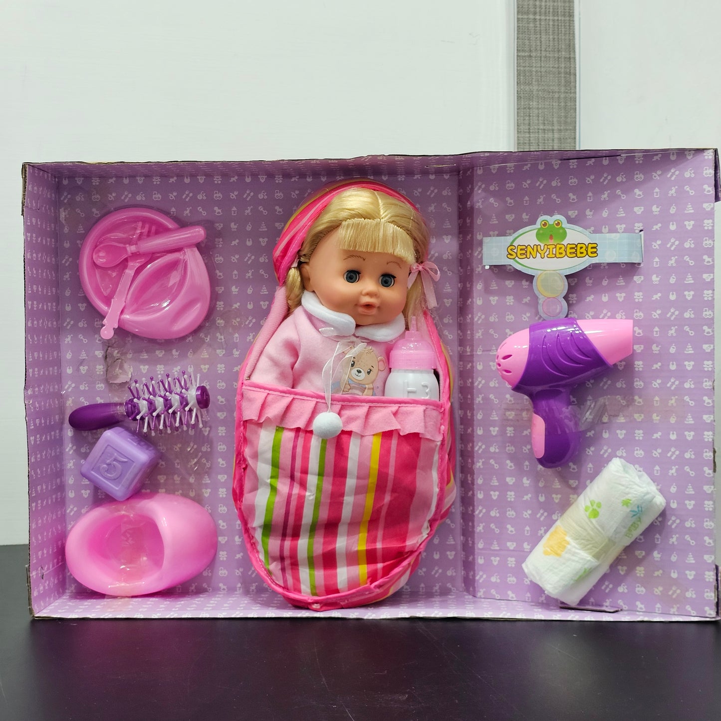Baby Doll – with Accessories | Hair Comb, Potty Trainer, Blocks, Feeder, Hair Dryer & More | Bacha Toys