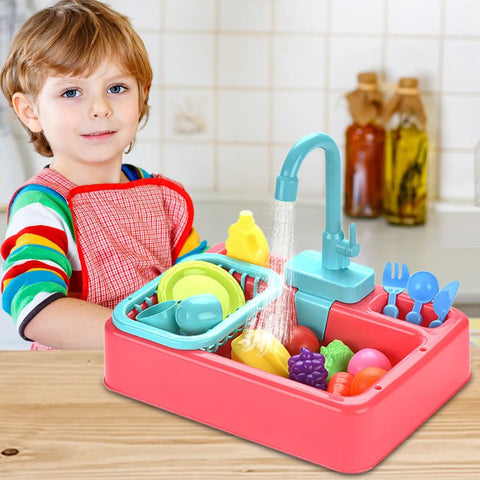 Electric Dishwasher Kitchen Sink Toy Set with Running Water | Bacha Toys