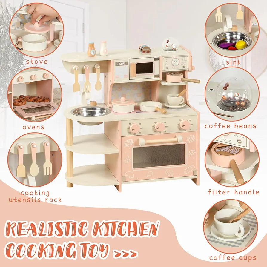 Wooden Kitchen Toy – For Ages 36+ Months | Educational & Fun Playset - Bacha Toys