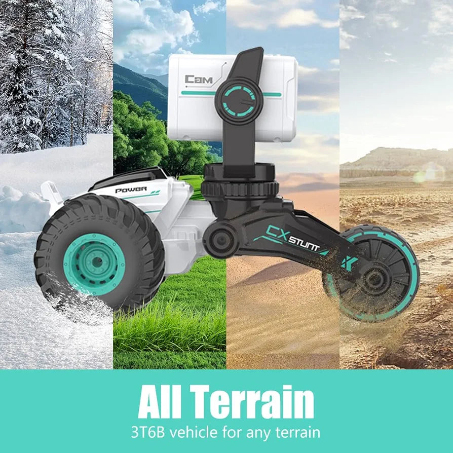 Stunt Car with Voice Control, Photo & Video Function – Dual Mode 360° Rotating Car with Lights & Big Tires | Bacha Toys
