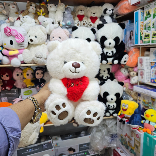 Premium Love Heart Bear – White Colour – 30cm Plush Toy | Bacha Toys