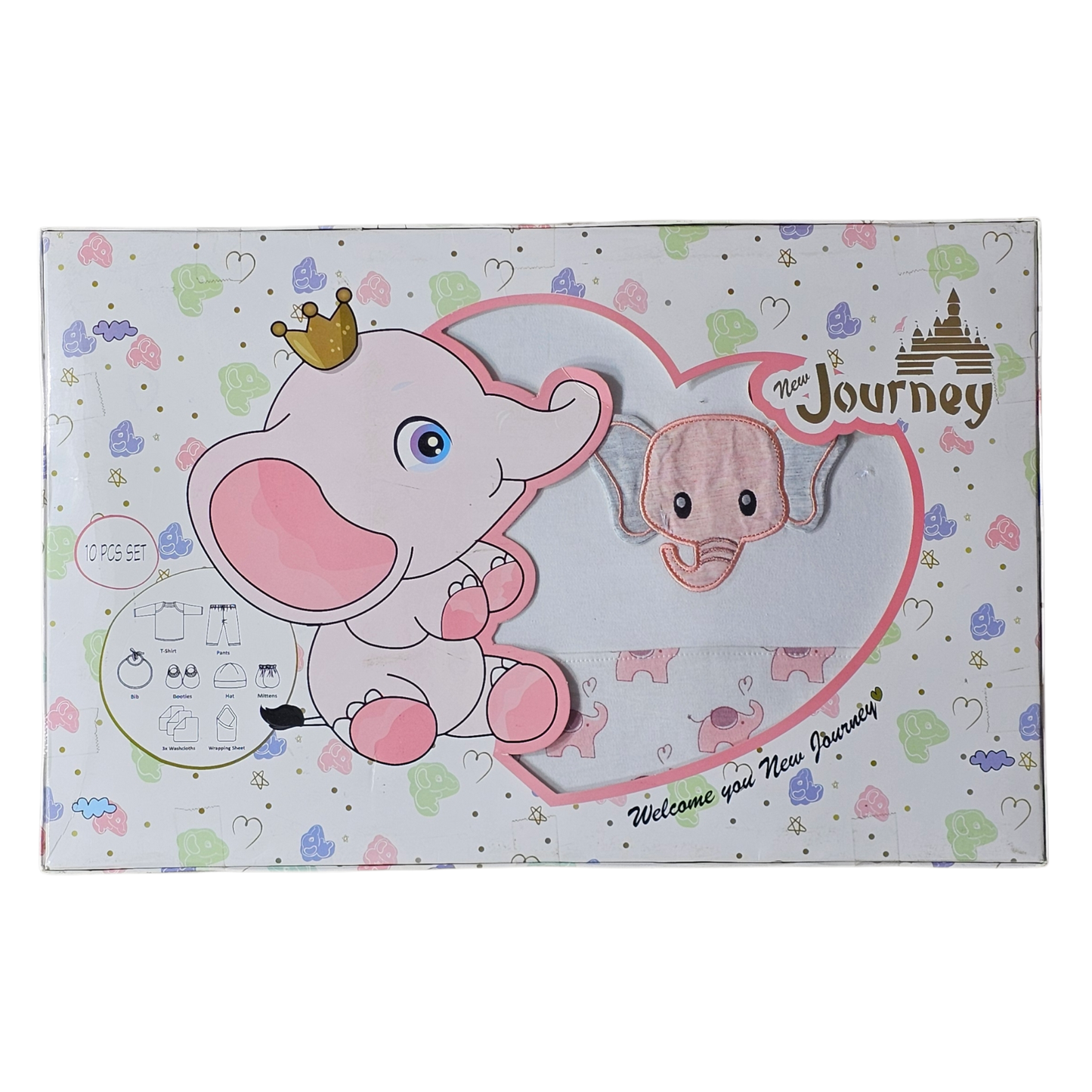 Welcome to New Journey Newborn Gift Set – 10 Pcs Baby Essentials | Bacha Toys