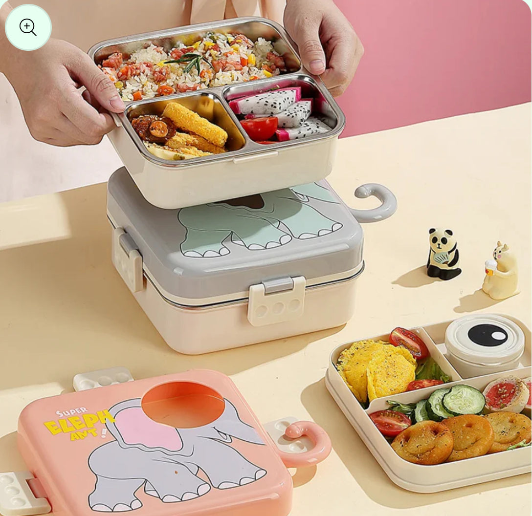 π Super Elephant Stainless Steel Lunch Box β Double-Decker Delight | Bacha Toys