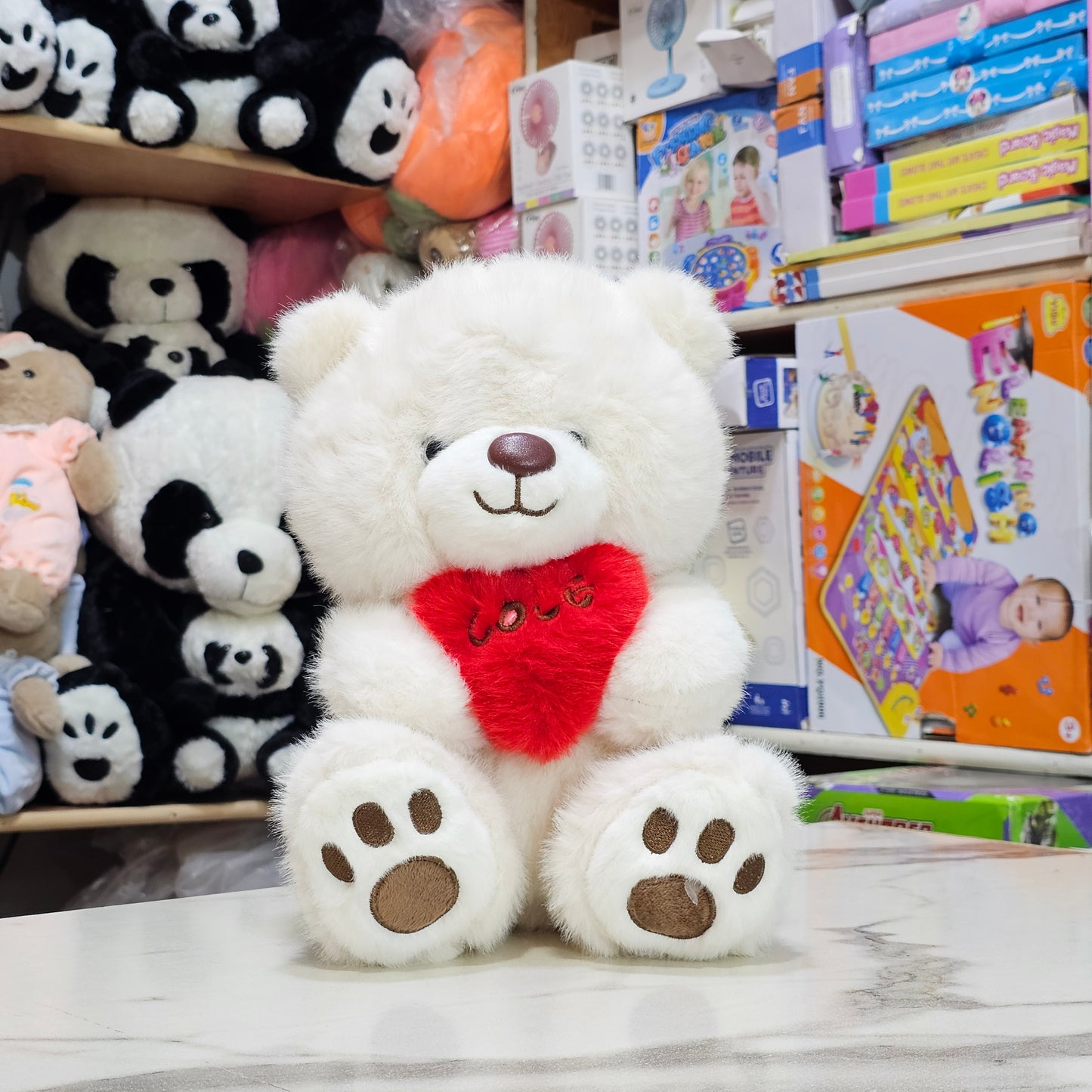 Premium Love Heart Bear – White Colour – 30cm Plush Toy | Bacha Toys
