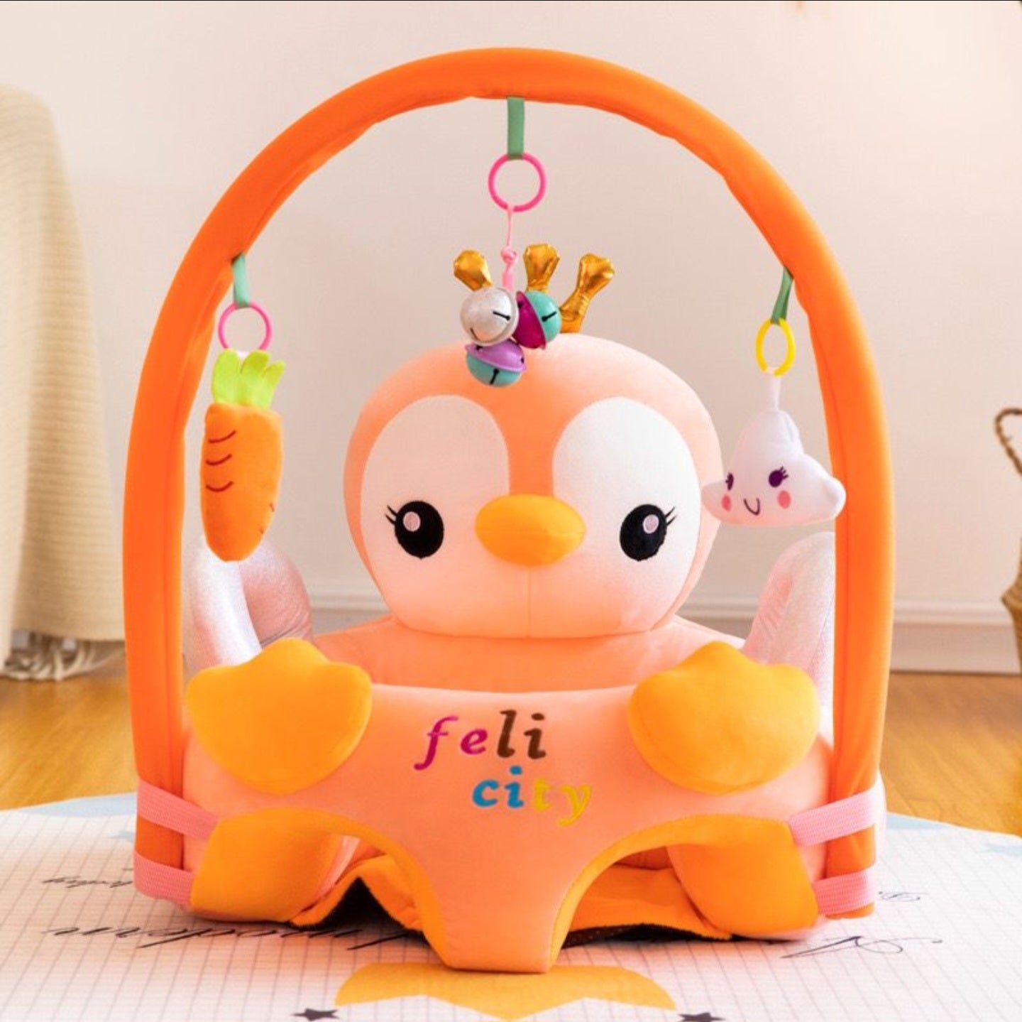 Animal & Rattle Floor Seat / Baby Sofa – Comfortable Support Seat for Kids | Bacha Toys