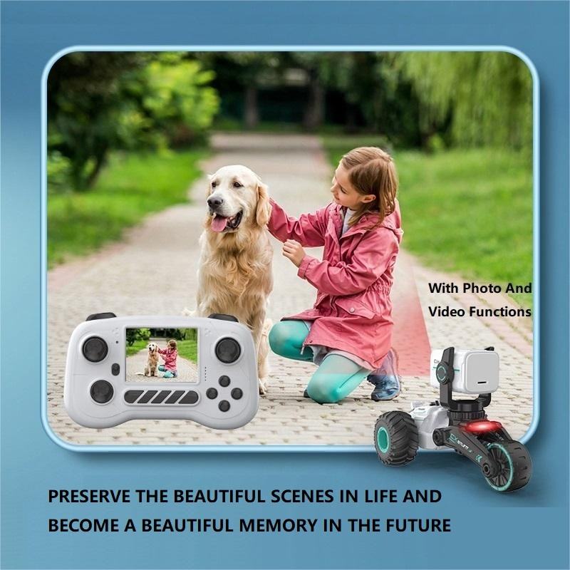 Stunt Car with Voice Control, Photo & Video Function – Dual Mode 360° Rotating Car with Lights & Big Tires | Bacha Toys