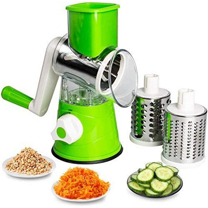 3-in-1 Table Top Drum Grater & Slicer – Vegetable Cutter with Interchangeable Blades | Bacha Toys