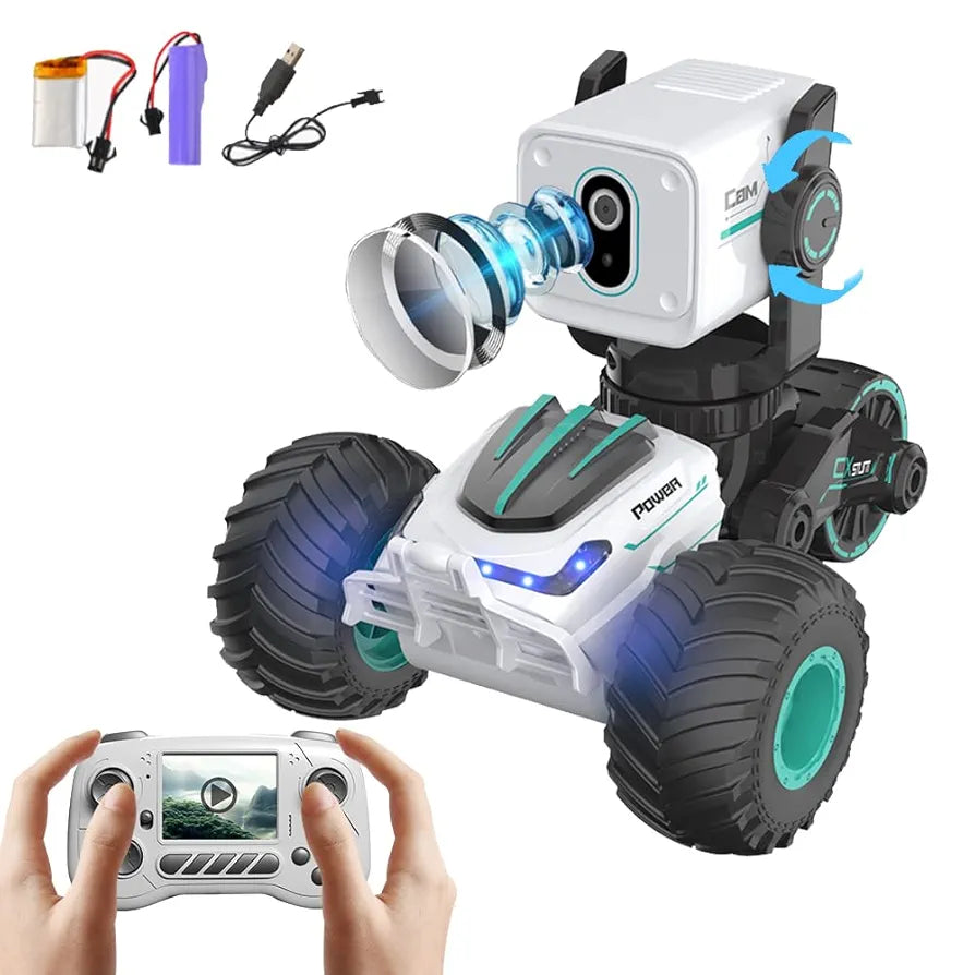 Stunt Car with Voice Control, Photo & Video Function – Dual Mode 360° Rotating Car with Lights & Big Tires | Bacha Toys