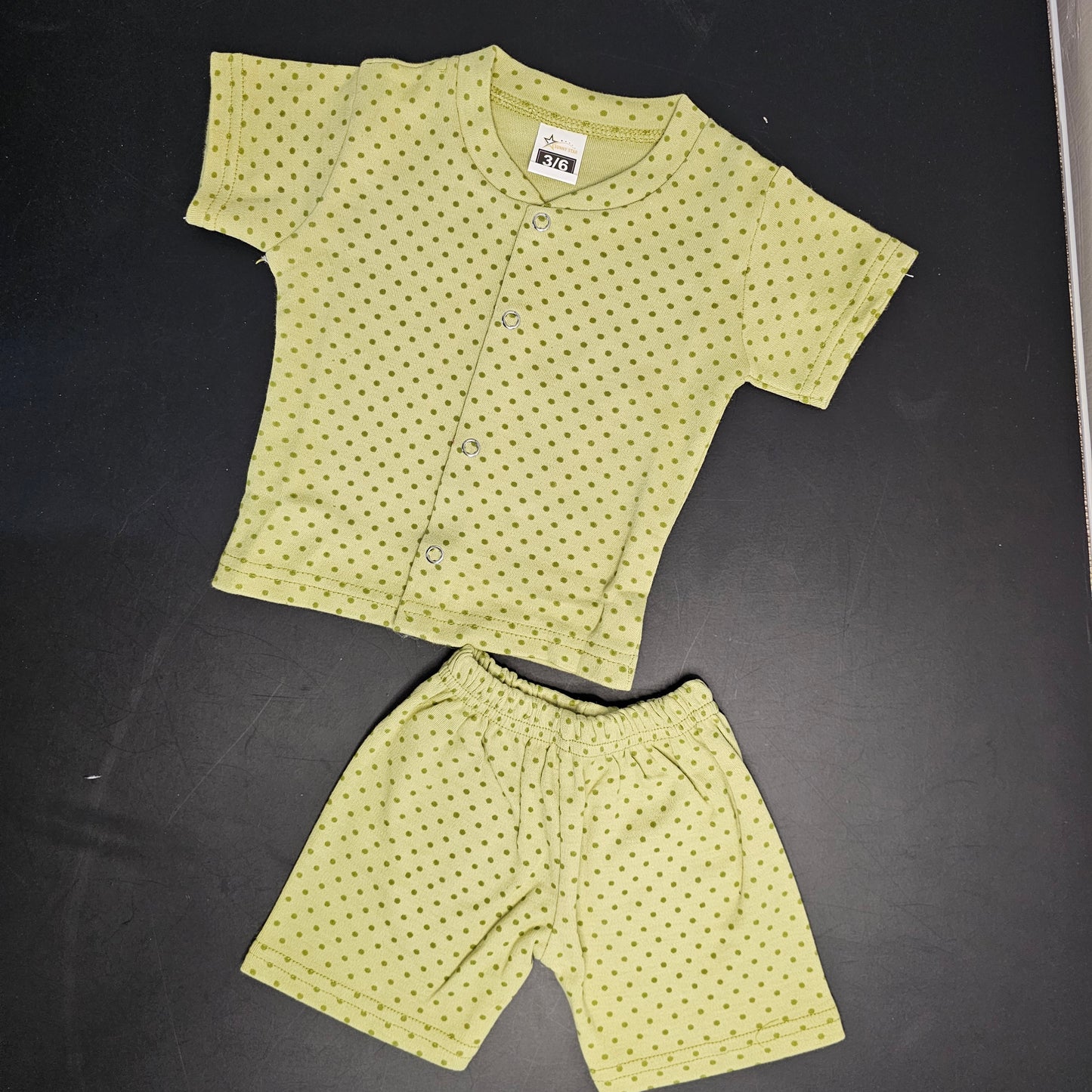 New Born Baby Dress – Dots Print, Green Colour | Bacha Toys