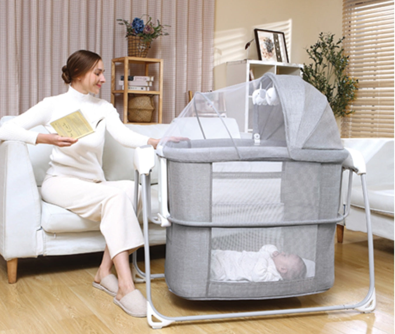 Deluxe 4-in-1 Bassinet – Smart, Safe & Multi-Functional Baby Cradle | Bacha Toys