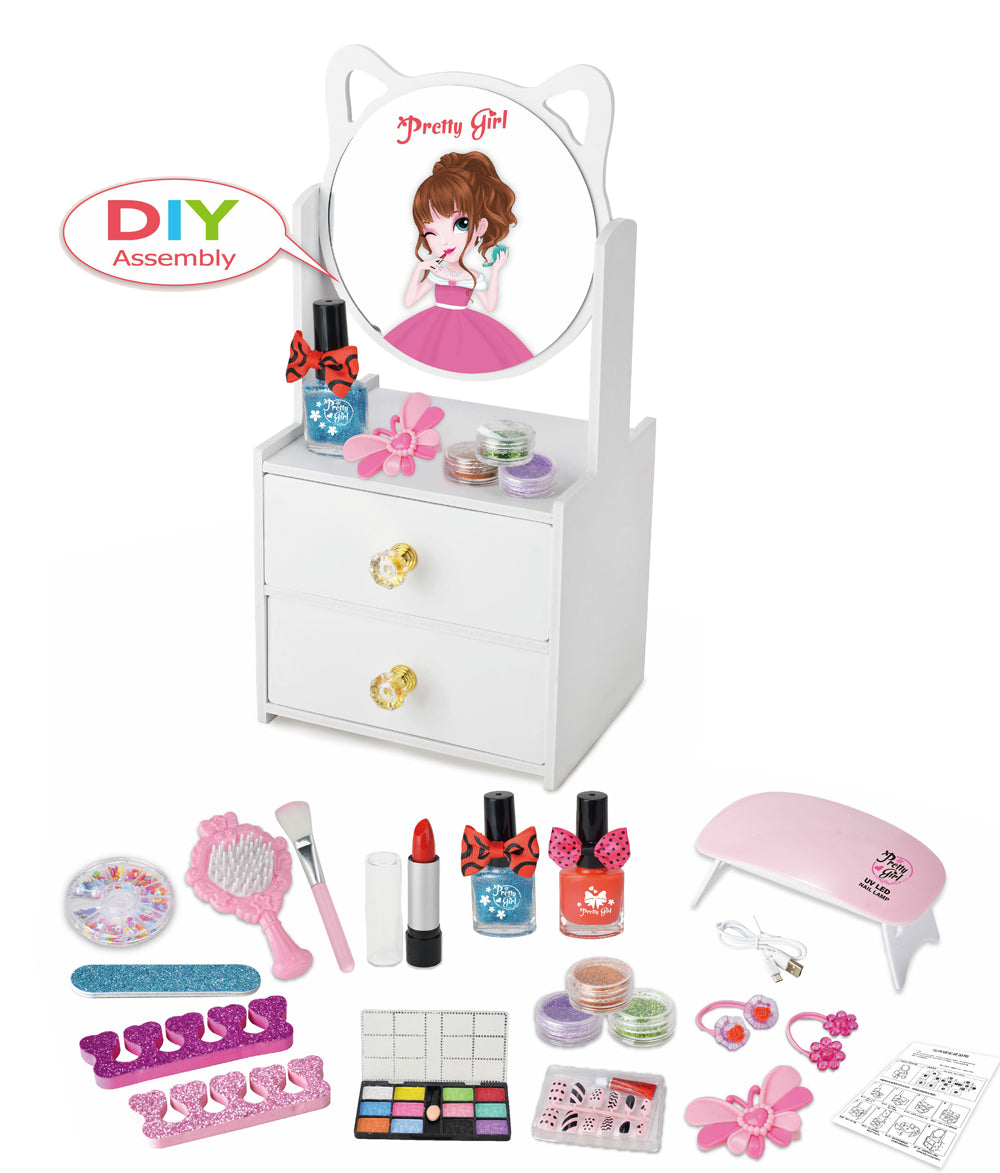21+ Pcs Dressing Table Set – Color Makeup Toys for Kids - Bacha Toys