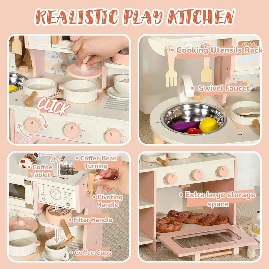 Wooden Kitchen Toy – For Ages 36+ Months | Educational & Fun Playset - Bacha Toys