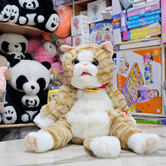 Learn to Speak Plush Cat with Shoulder Bag – Brown Colour | Bacha Toys Pakistan