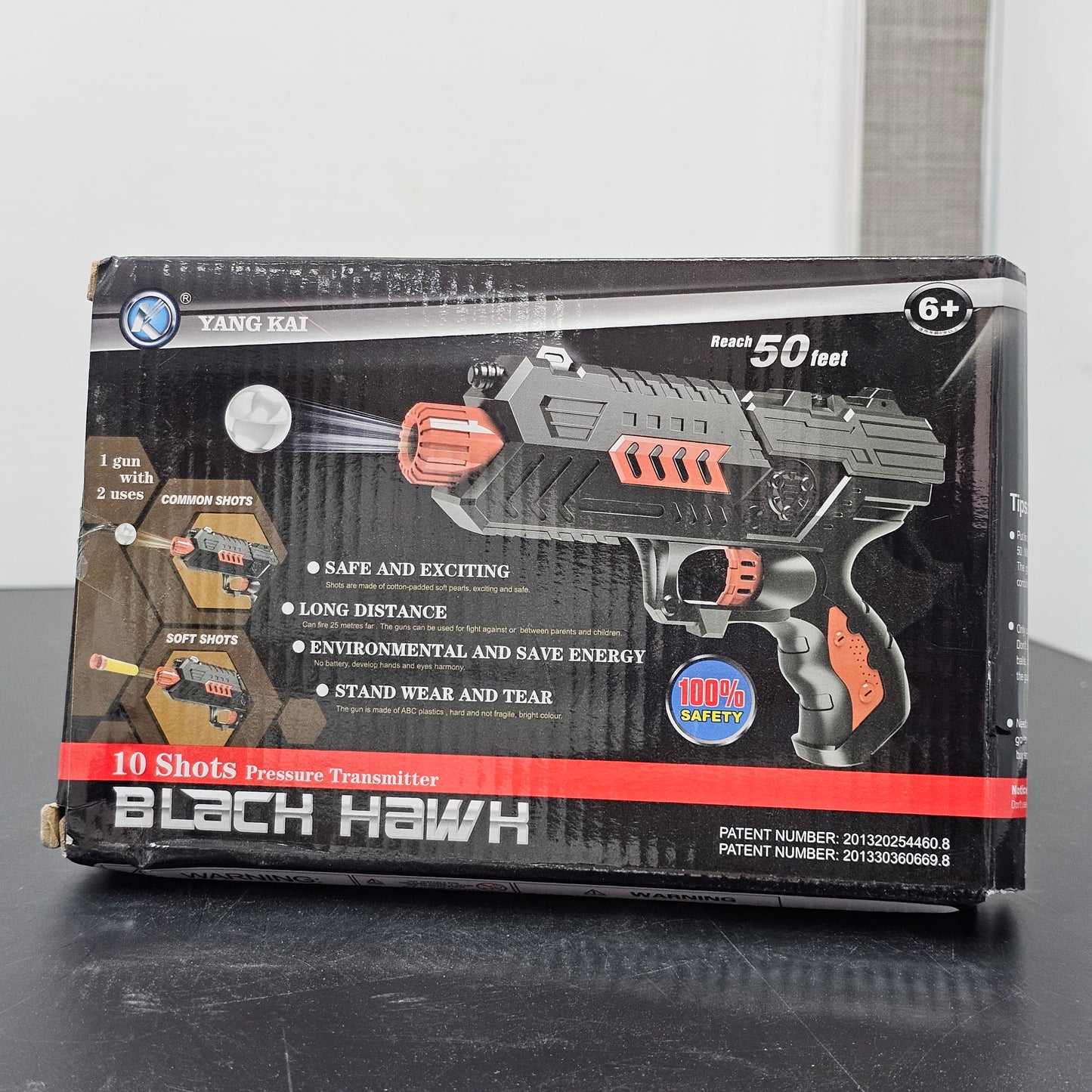 Black Hawk 10-Shot Pressure Transmitter Toy Gun – Dual Function Long-Range Blaster | Bacha Toys