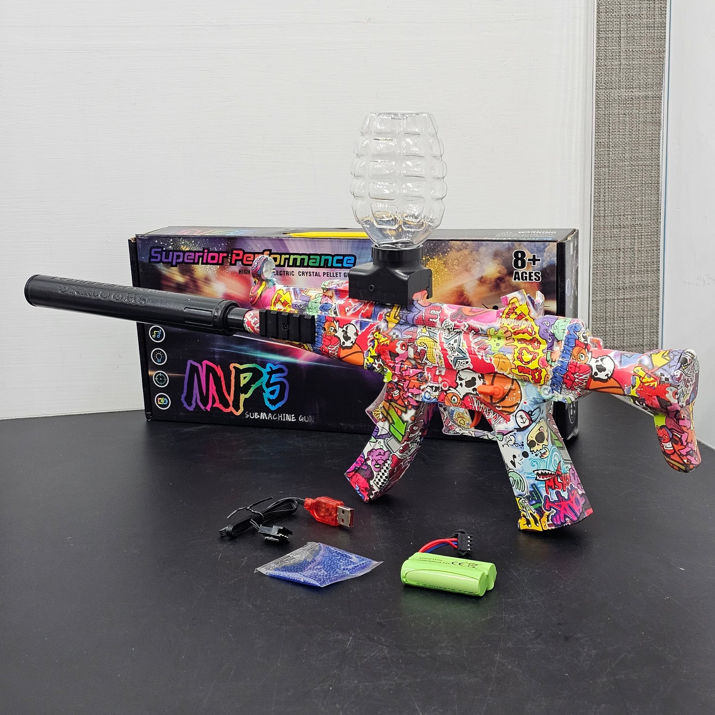 Superior Performance High-Speed Electric Crystal Pellet Gun MP5 Submachine Gun – Bacha Toys