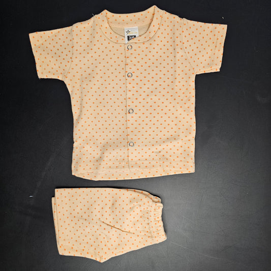 New Born Baby Dress – Dots Print, Orange Colour | Bacha Toys