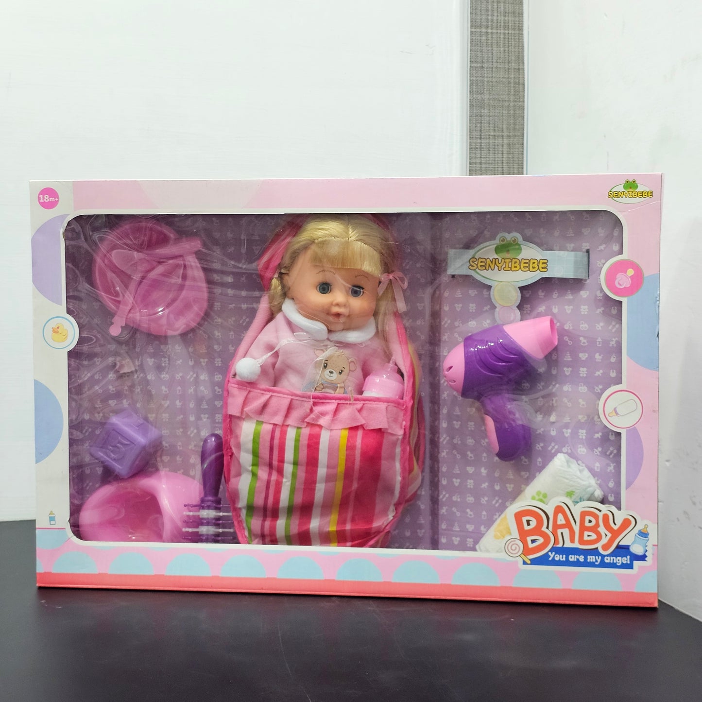 Baby Doll – with Accessories | Hair Comb, Potty Trainer, Blocks, Feeder, Hair Dryer & More | Bacha Toys