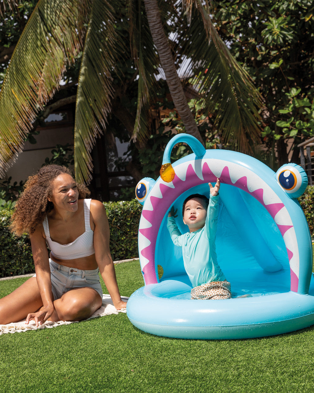 Intex Angler Fish Baby Pool – Sunshade Toddler Splash Pool #58419