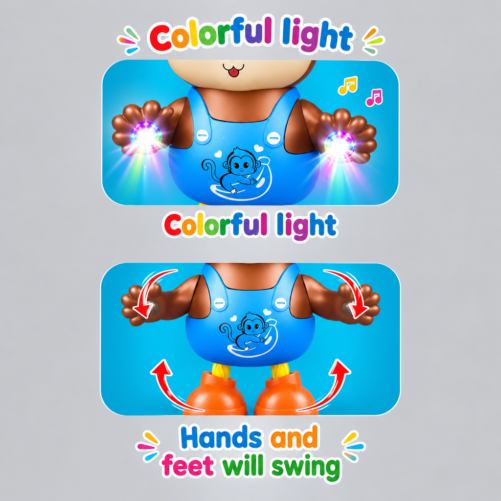 Funny Dancing Monkey Musical Toy with Lights & Swinging Arms