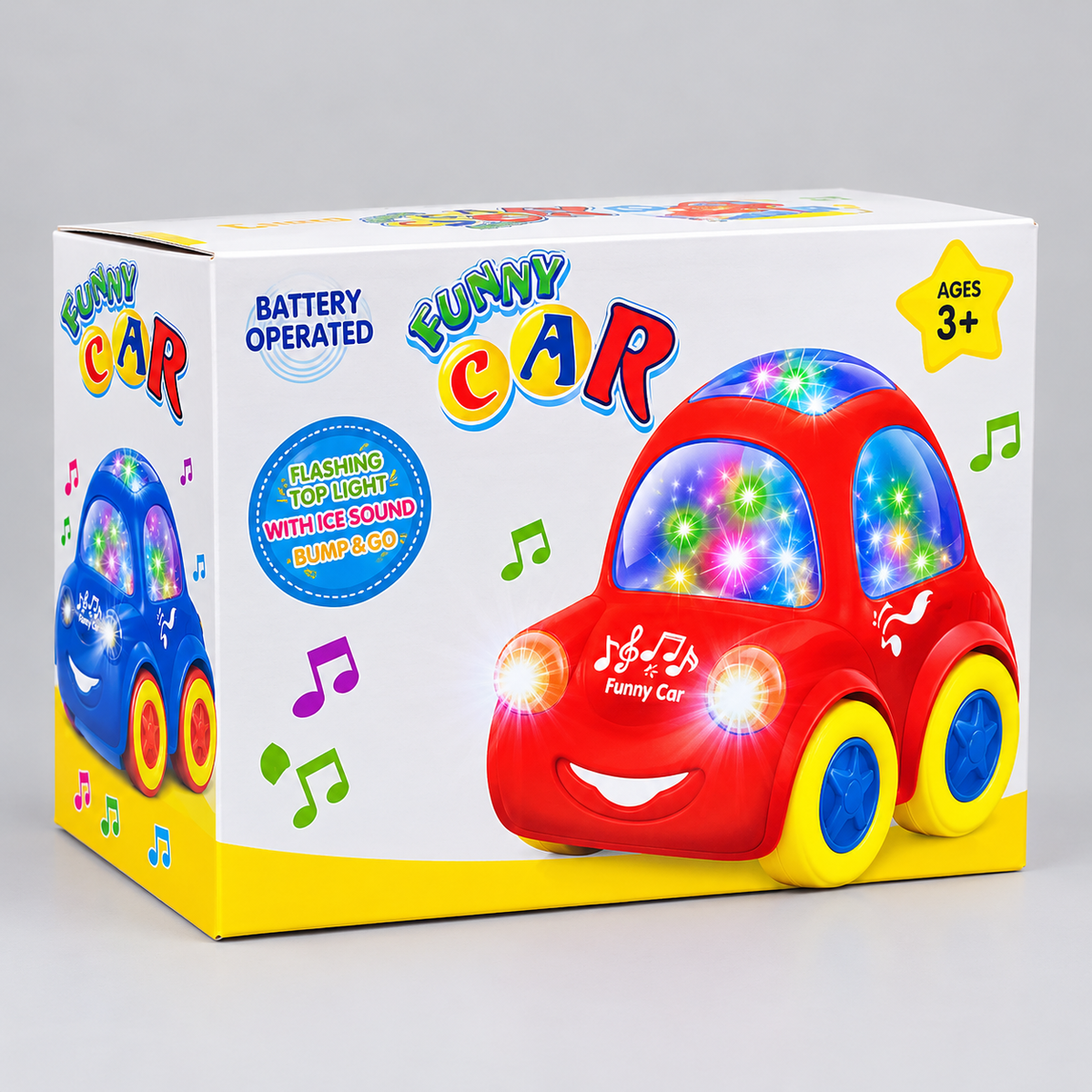 Musical Bump & Go Car Toy with Flashing Lights and Sound