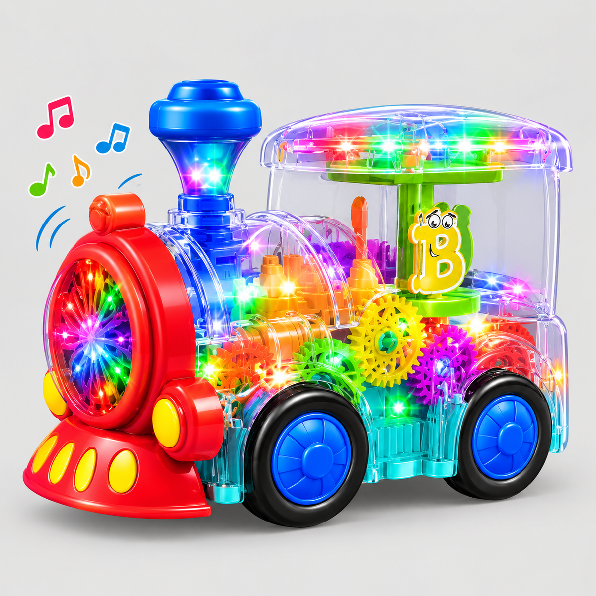 Musical Gear Train Toy with Lights & Unbreakable Glass