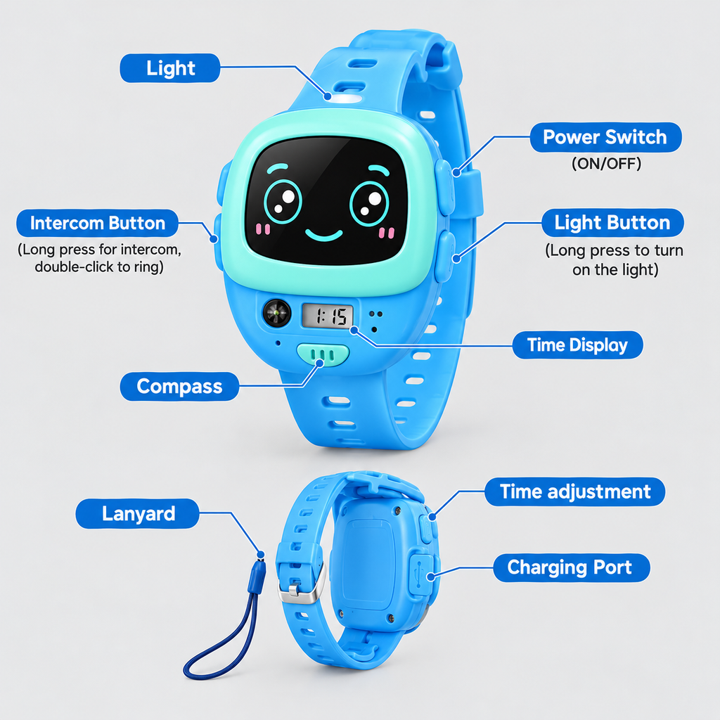 Rechargeable Watch Walkie Talkie Set – Pink & Blue | 3+ Years