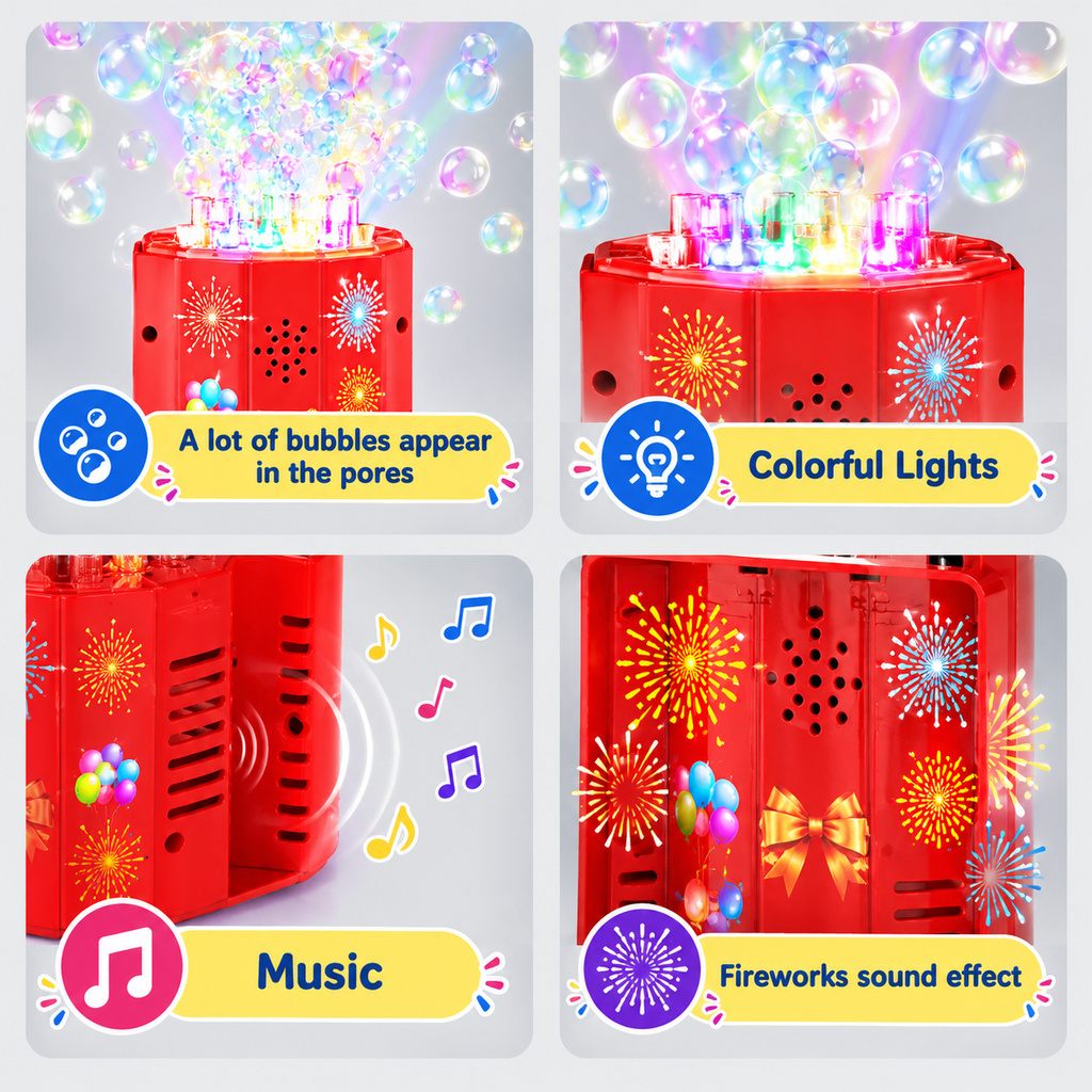 Firework Bubble Machine with Lights & Music