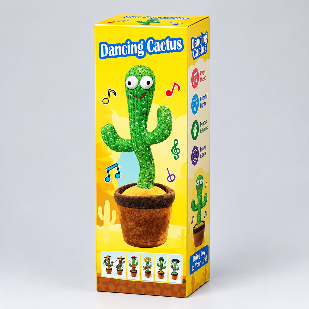 Rechargeable Dancing Cactus Toy with Funny Sounds, Hat & Muffler