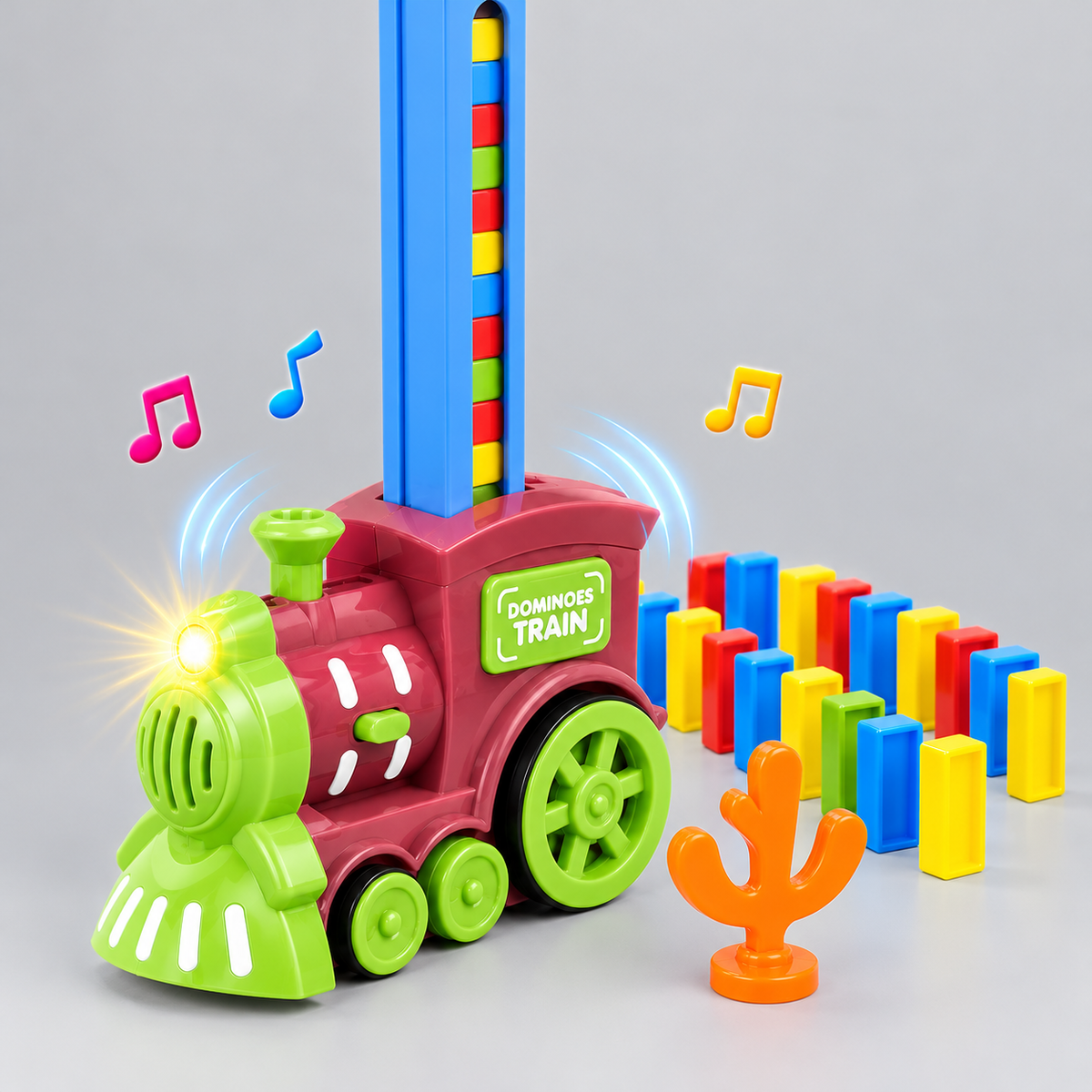 Domino train 60 dominos combine music light