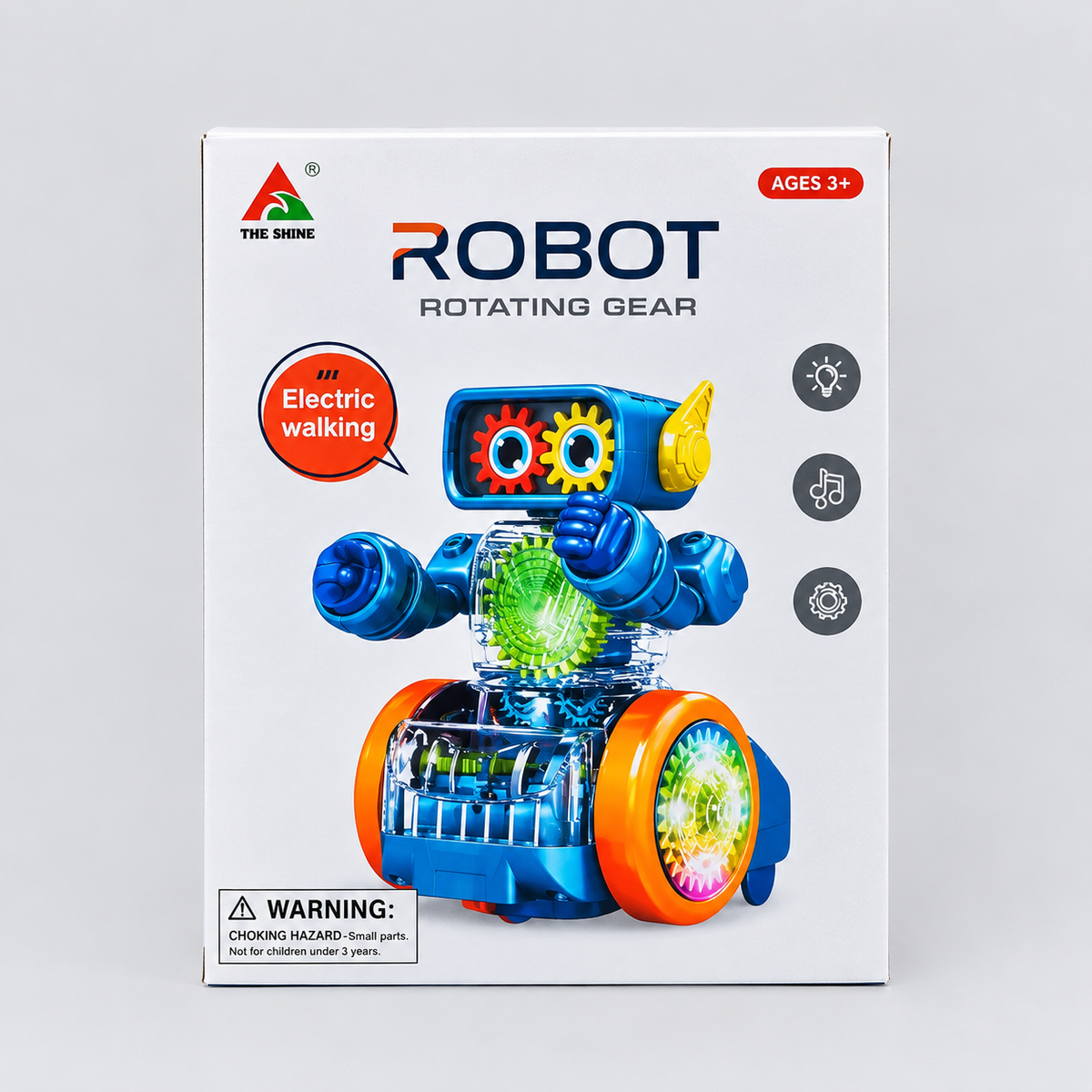 Electric Walking Robot Toy with Rotating Gears, Music & Lights