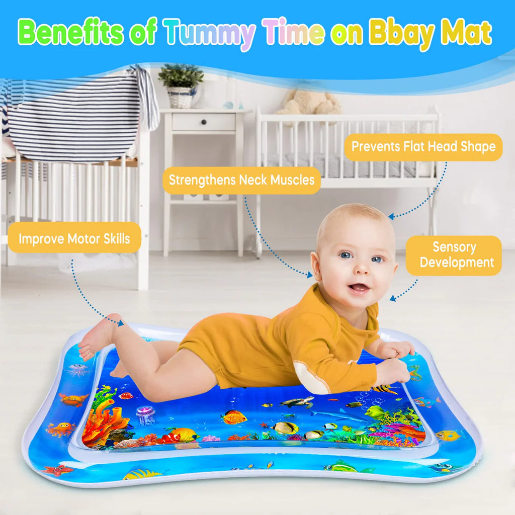 Baby Water Crawling Play Mat – Inflatable Tummy Time Activity Mat