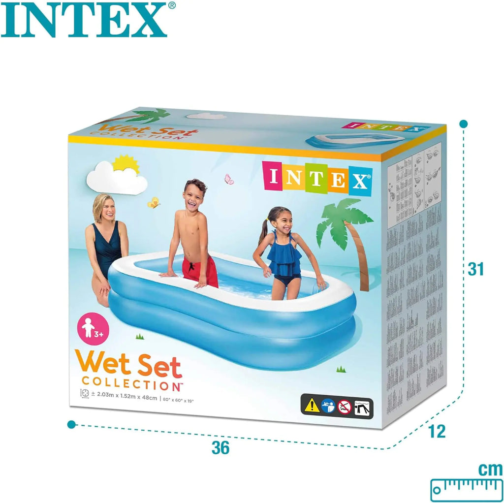 Intex Swim Center Family Pool – White & Blue Inflatable Pool (80” x 60”) #57180