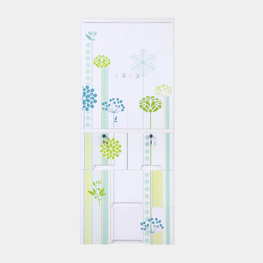 Kideez Wardrobe – Green Flower Print | Stylish & Spacious Kids Storage | Bacha Toys