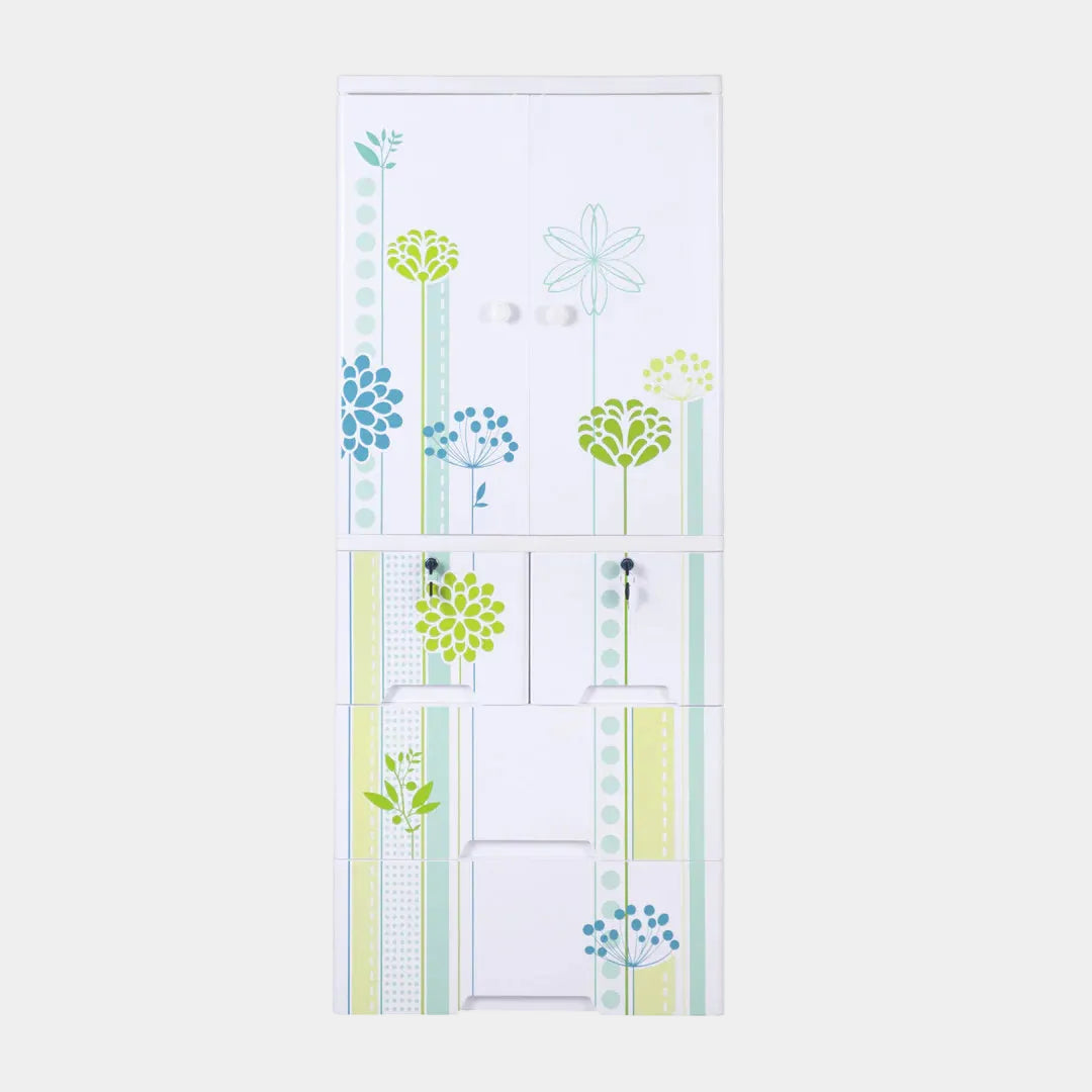 Kideez Wardrobe – Green Flower Print | Stylish & Spacious Kids Storage | Bacha Toys
