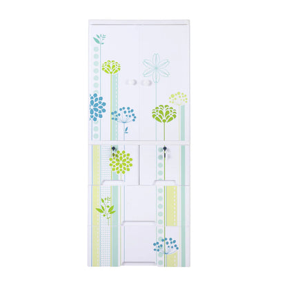 Kideez Wardrobe – Green Flower Print | Stylish & Spacious Kids Storage | Bacha Toys