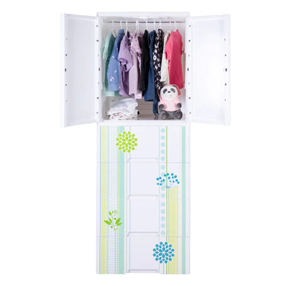 Kideez Wardrobe – Green Flower Print | Stylish & Spacious Kids Storage | Bacha Toys