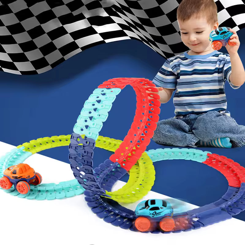 FlexiTrack 46-Piece Racing Set – Interchangeable Car Shells | Bacha Toys
