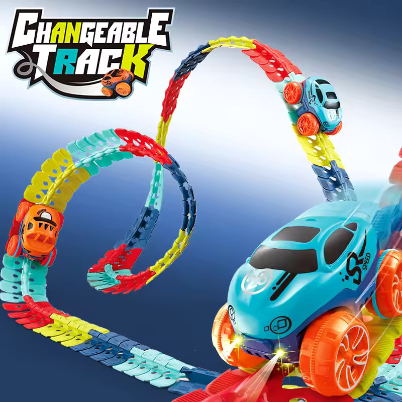 FlexiTrack 46-Piece Racing Set – Interchangeable Car Shells | Bacha Toys