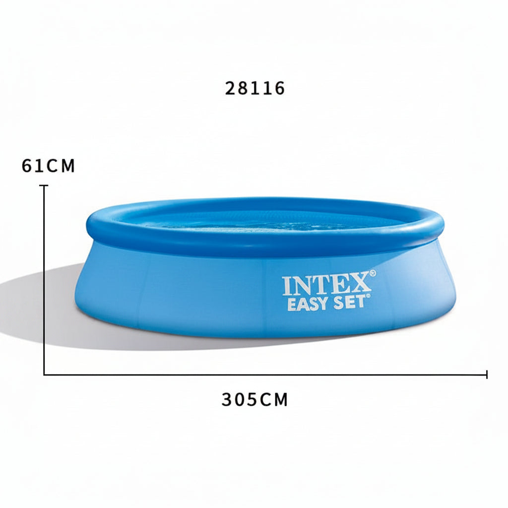 Intex Easy Set Inflatable Pool 10ft x 24” – Puncture Resistant Family Swimming Pool #28116
