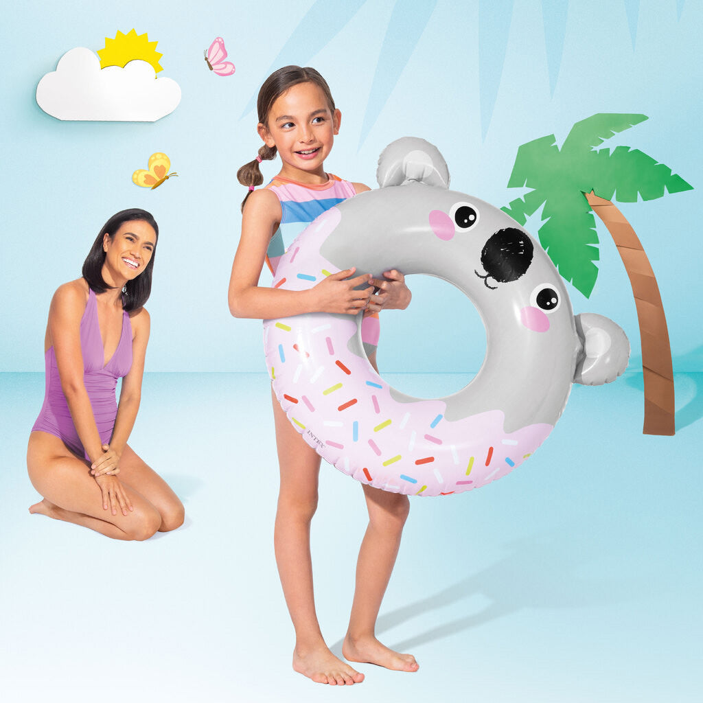 Intex Cute Animal Inflatable Swim Tube – Kids Pool Ring (33” x 30”) #59266