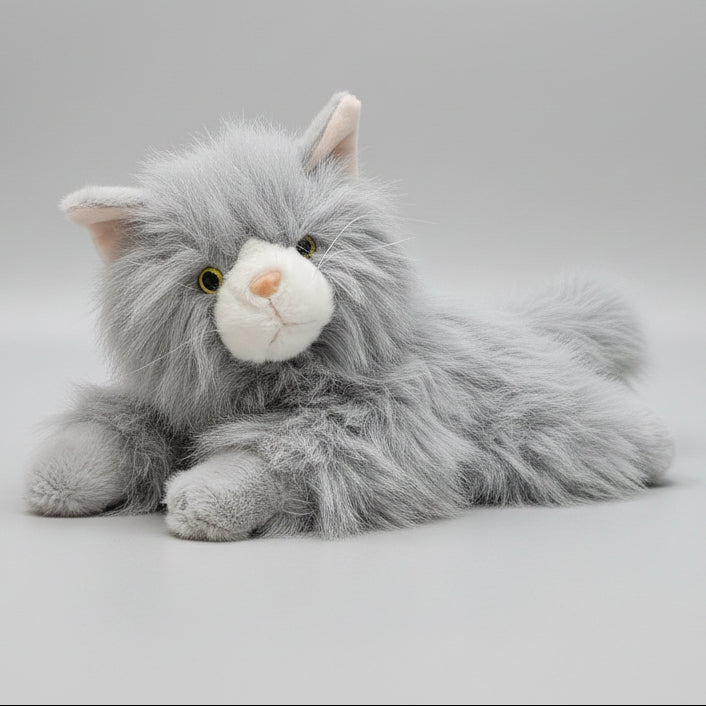 Gray Persian Cat Plush – 35cm Soft Toy with Sound | Bacha Toys